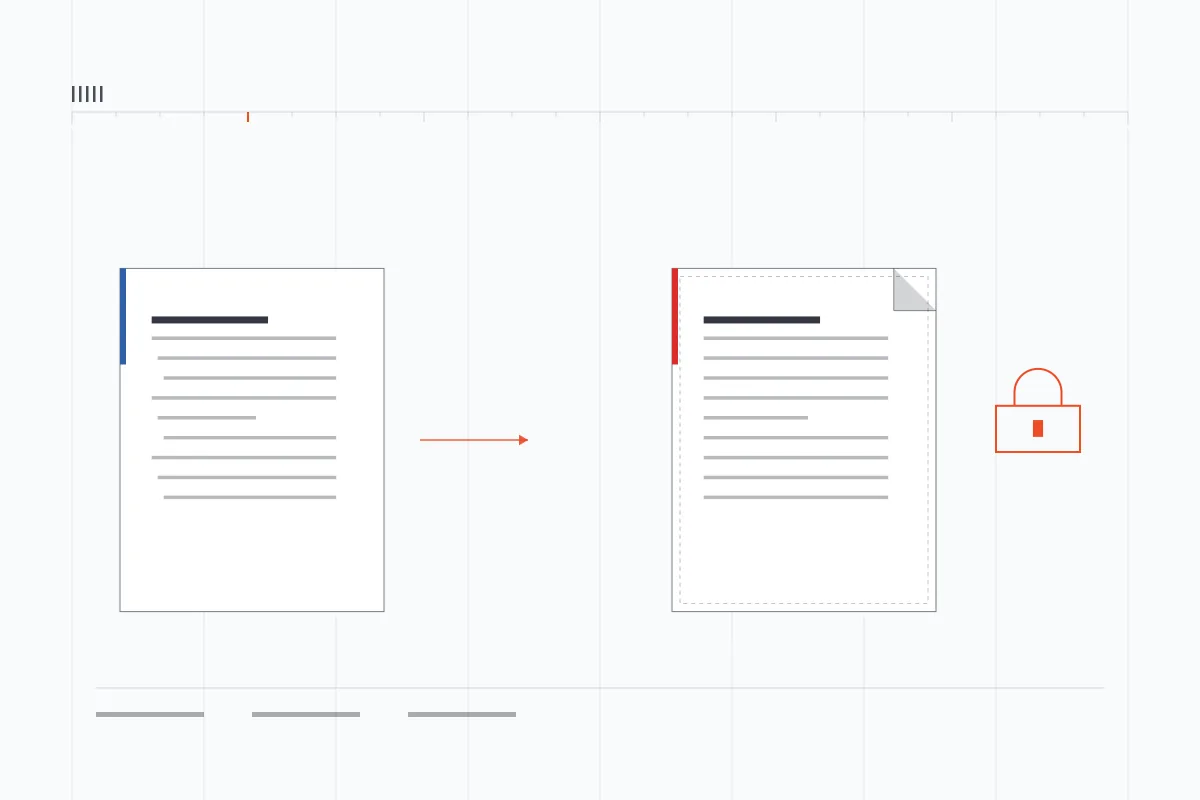 Diagram contrasting an editable Word file with a fixed-layout PDF being shared, printed and stored.