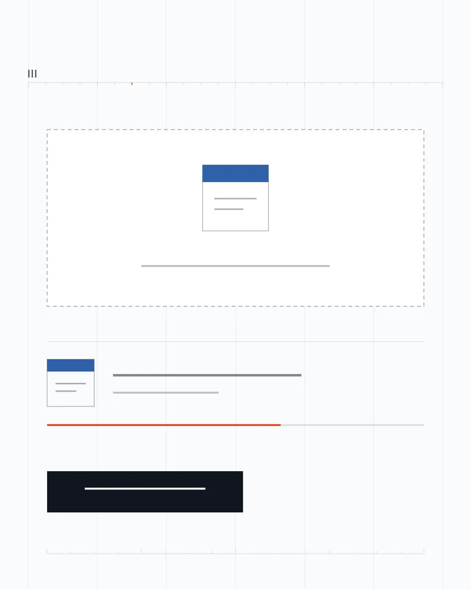 Tall diagram of the drag and drop upload panel with a queued DOCX file and a convert control.